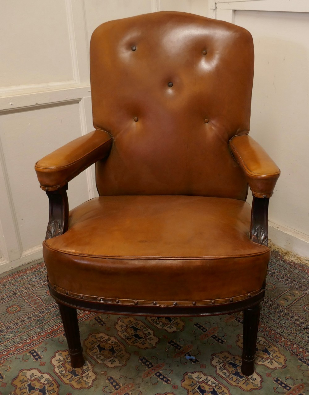 A Pair of French Arts and Crafts Salon or Library Leather  Chairs  View IV