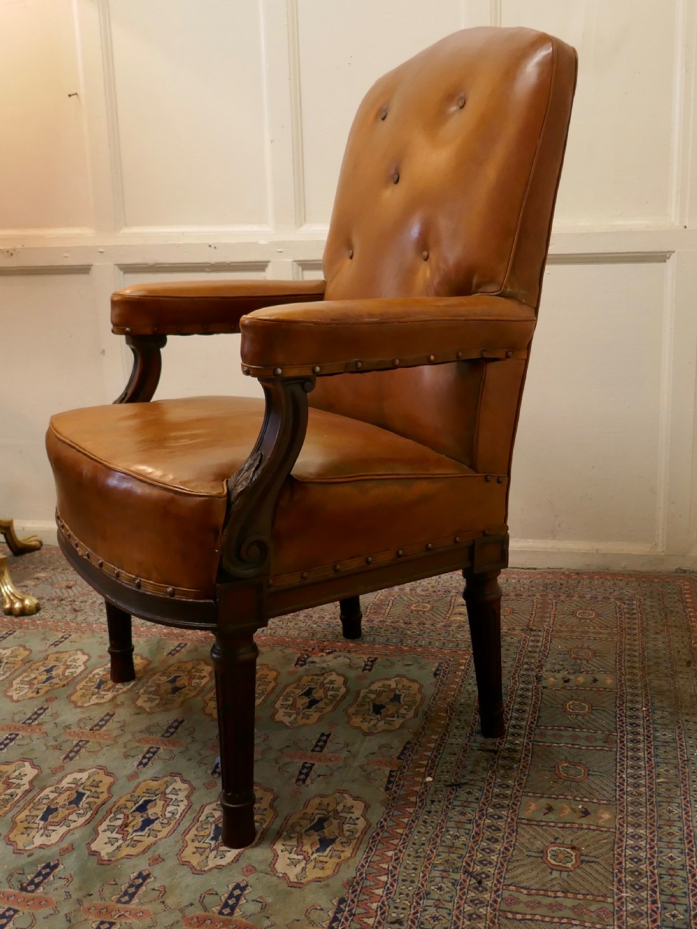 A Pair of French Arts and Crafts Salon or Library Leather  Chairs  View V