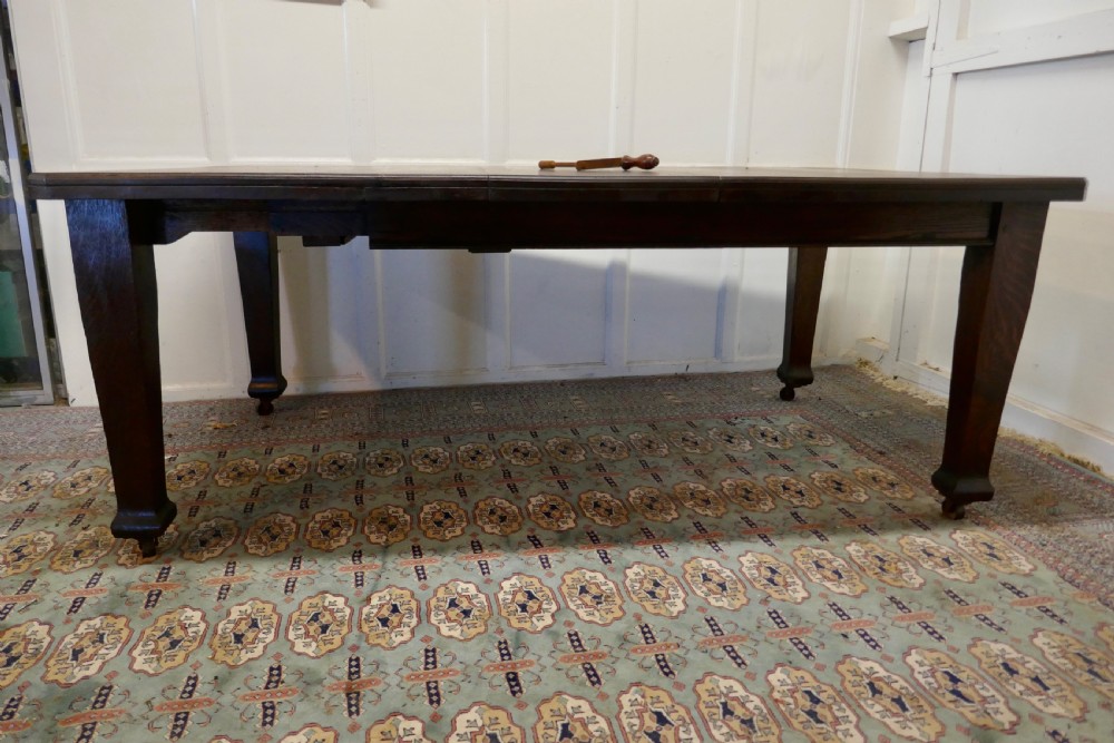 Victorian Arts and Crafts Oak Wind Out Table, Extending Dining Table  View VI