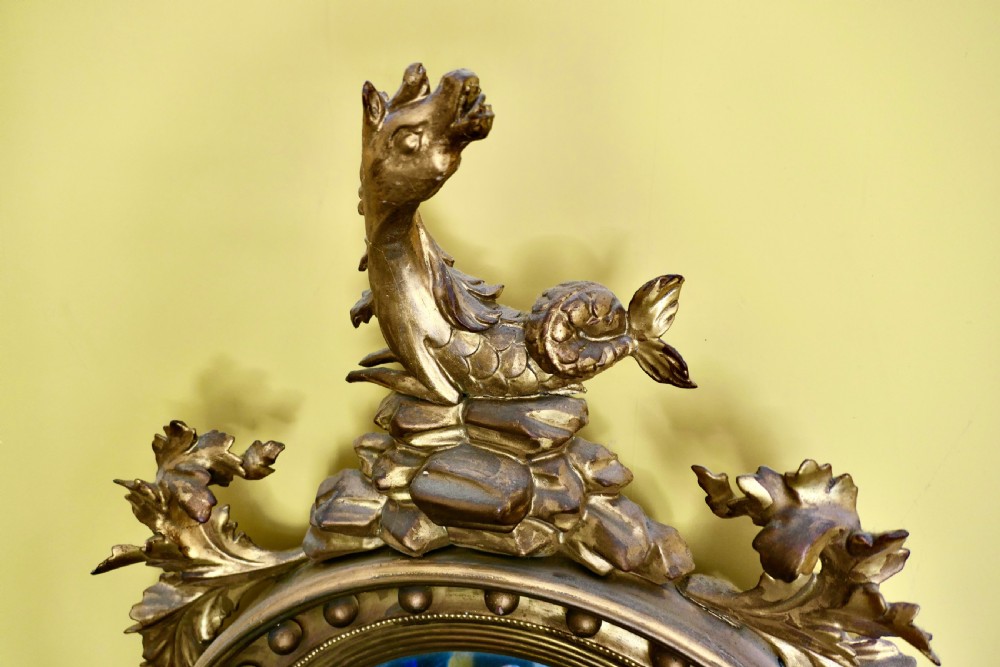 A Large Regency Convex Gilt Girandole Wall Mirror  View III
