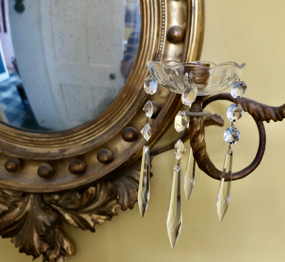 A Large Regency Convex Gilt Girandole Wall Mirror  View VI
