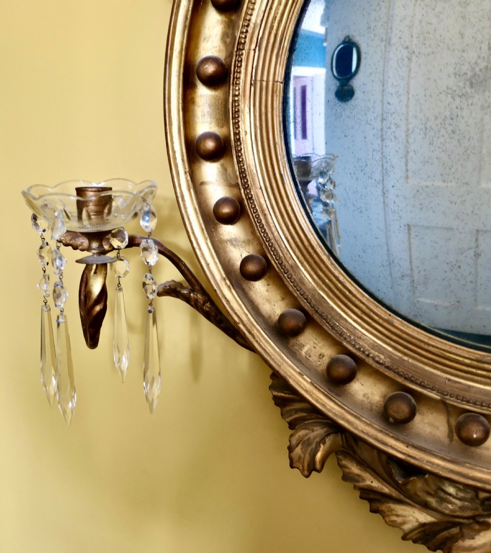 A Large Regency Convex Gilt Girandole Wall Mirror  View VII
