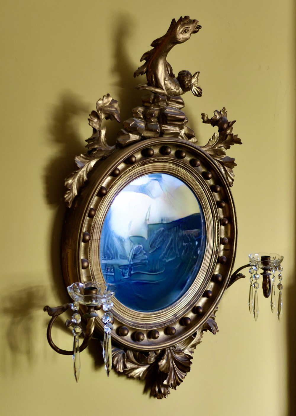 A Large Regency Convex Gilt Girandole Wall Mirror  View VIII