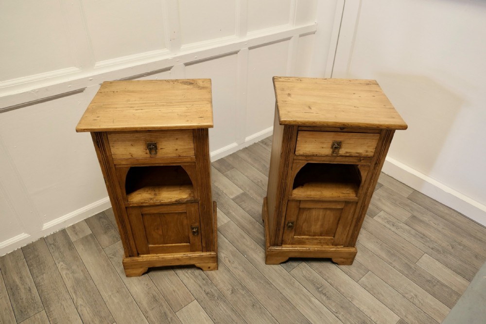 A Pair of Rustic Pine Bedside Cabinets with Brushing Slides View II