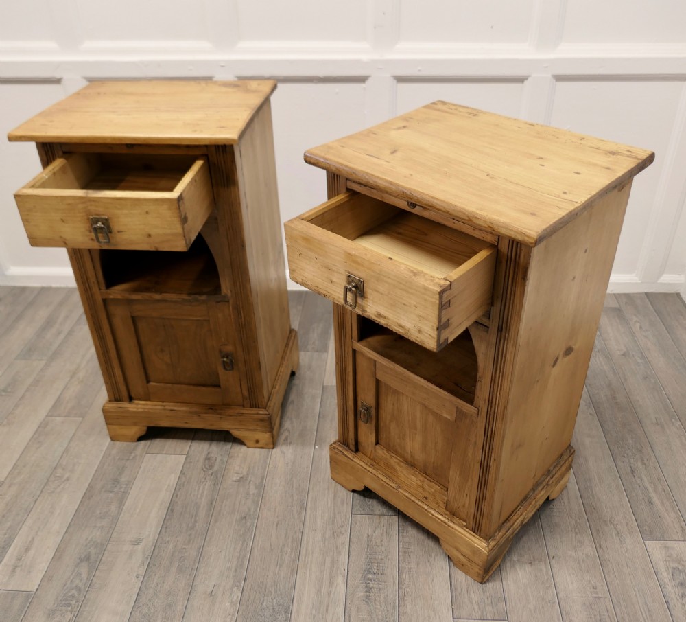 A Pair of Rustic Pine Bedside Cabinets with Brushing Slides View III
