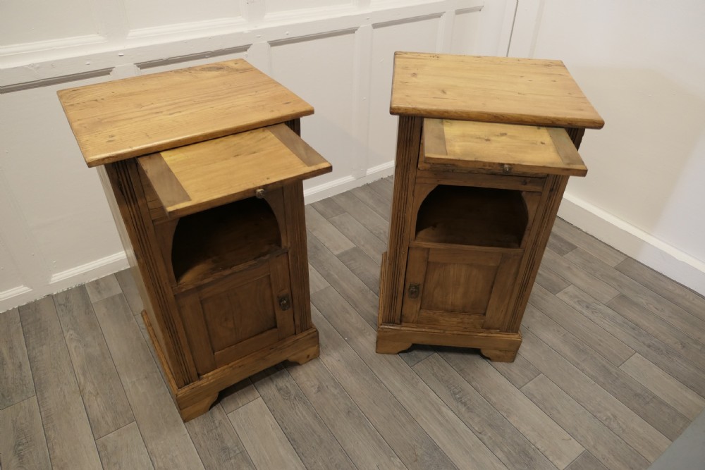 A Pair of Rustic Pine Bedside Cabinets with Brushing Slides View IV