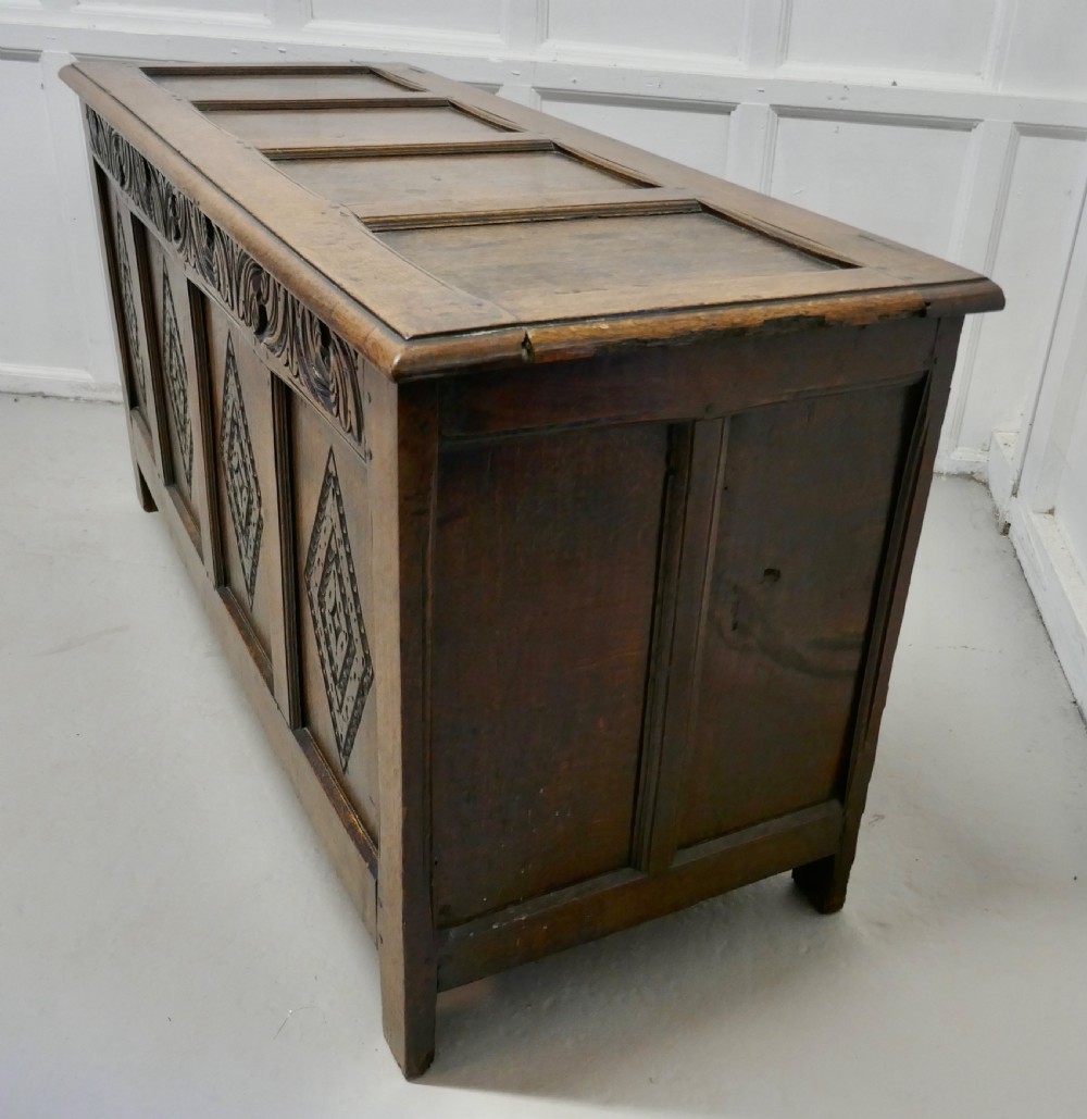 A Large 17th Century  Carved Oak Coffer  View VII