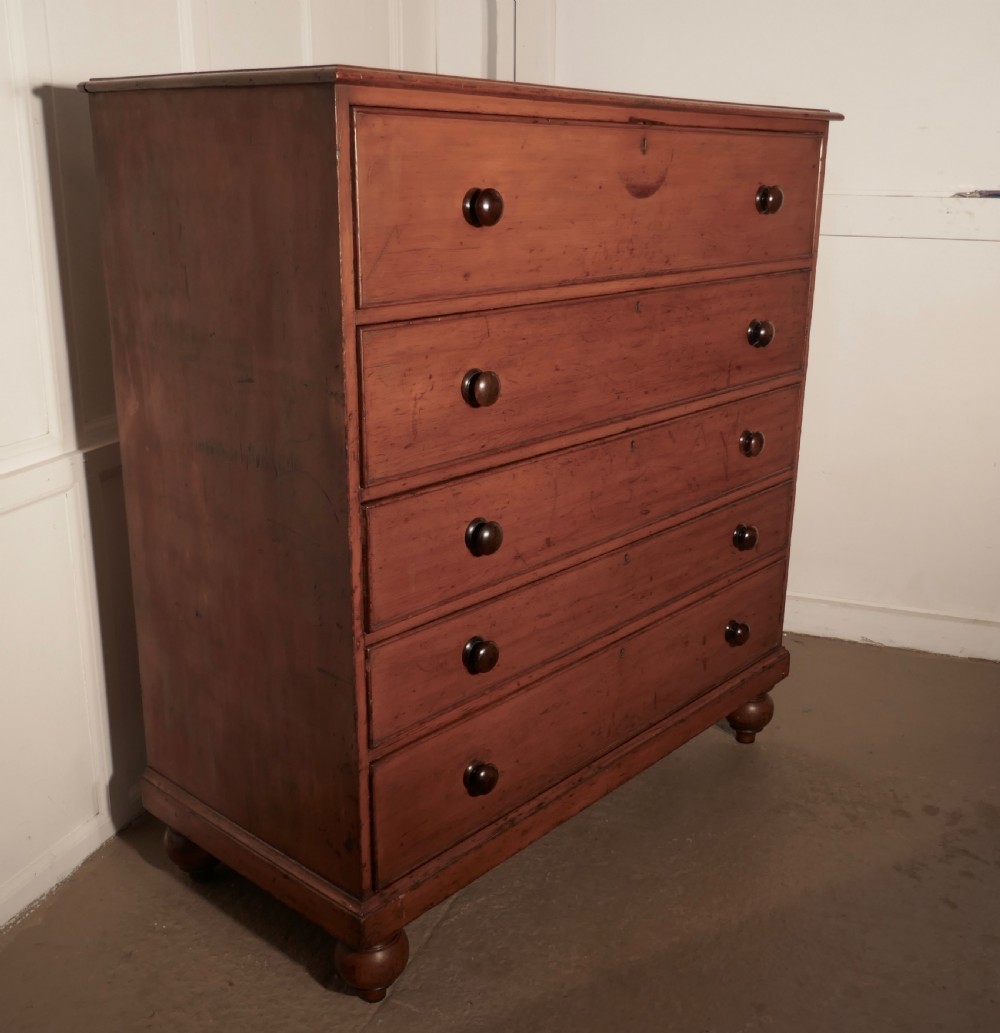 Very Large Victorian Pine Chest of Drawers, 5 Drawer Chest