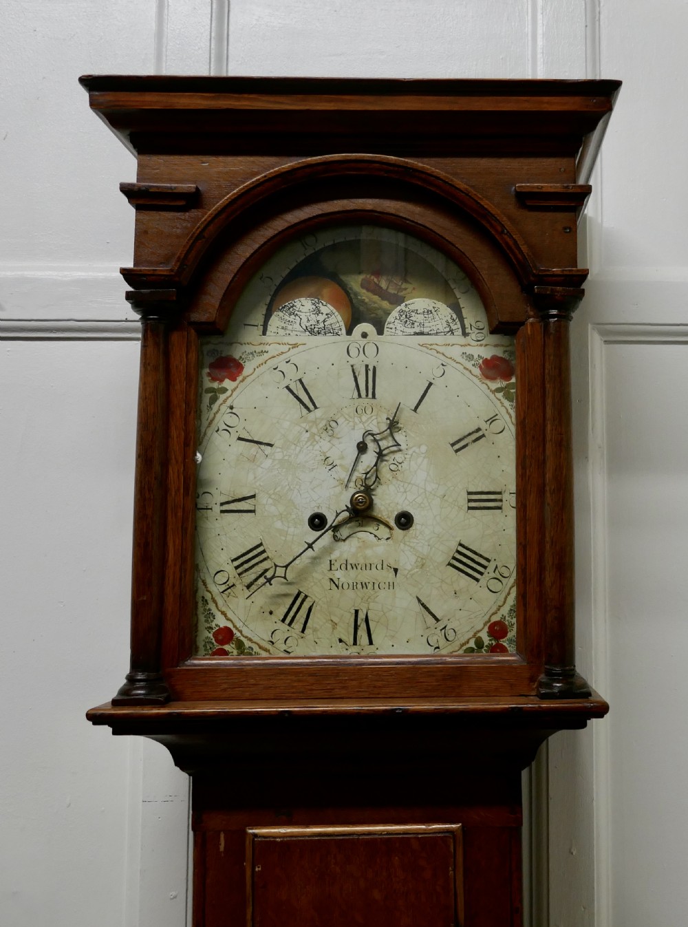 George III Country Oak Long Case Clock by John Edwards of Norwich  View IV