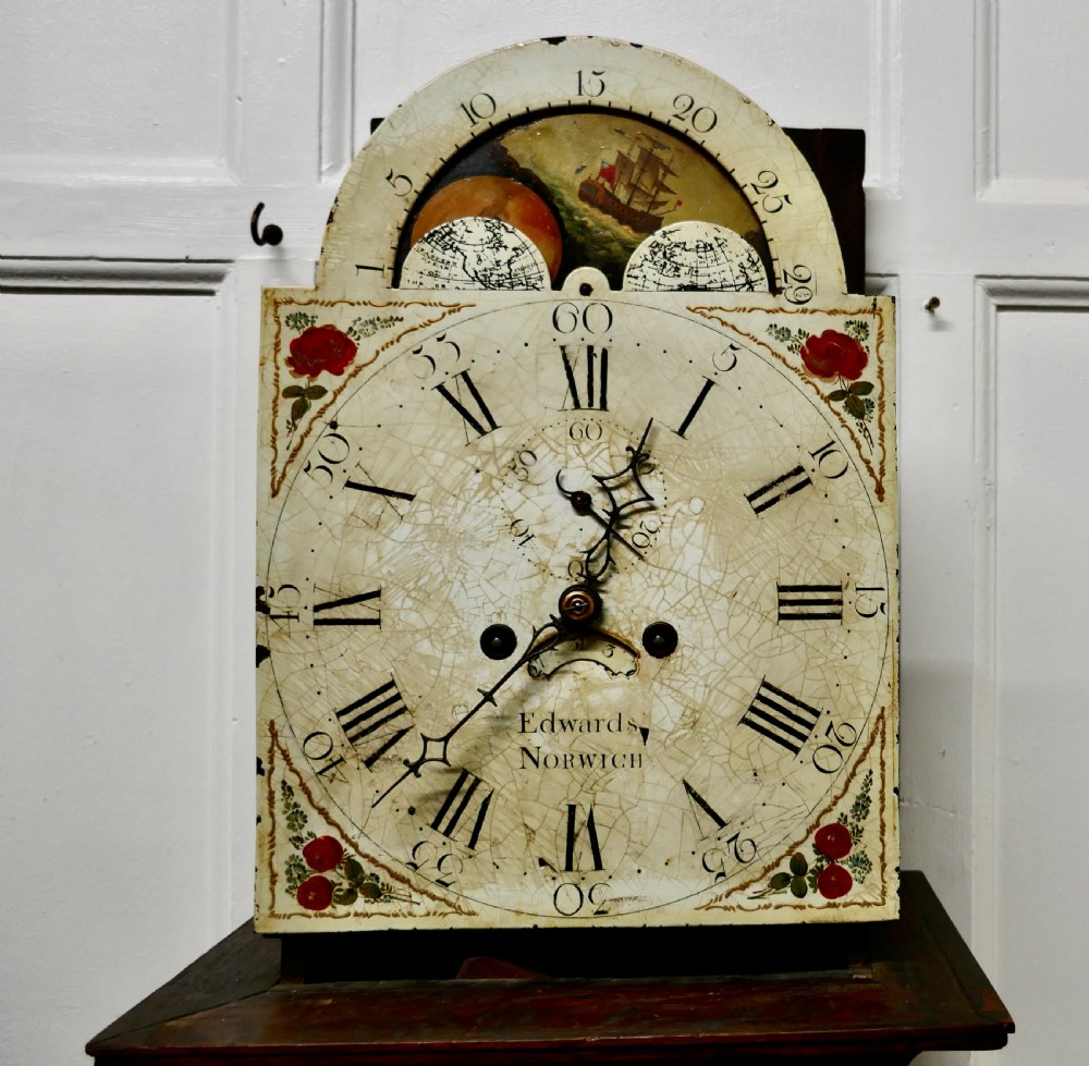 George III Country Oak Long Case Clock by John Edwards of Norwich  View VI