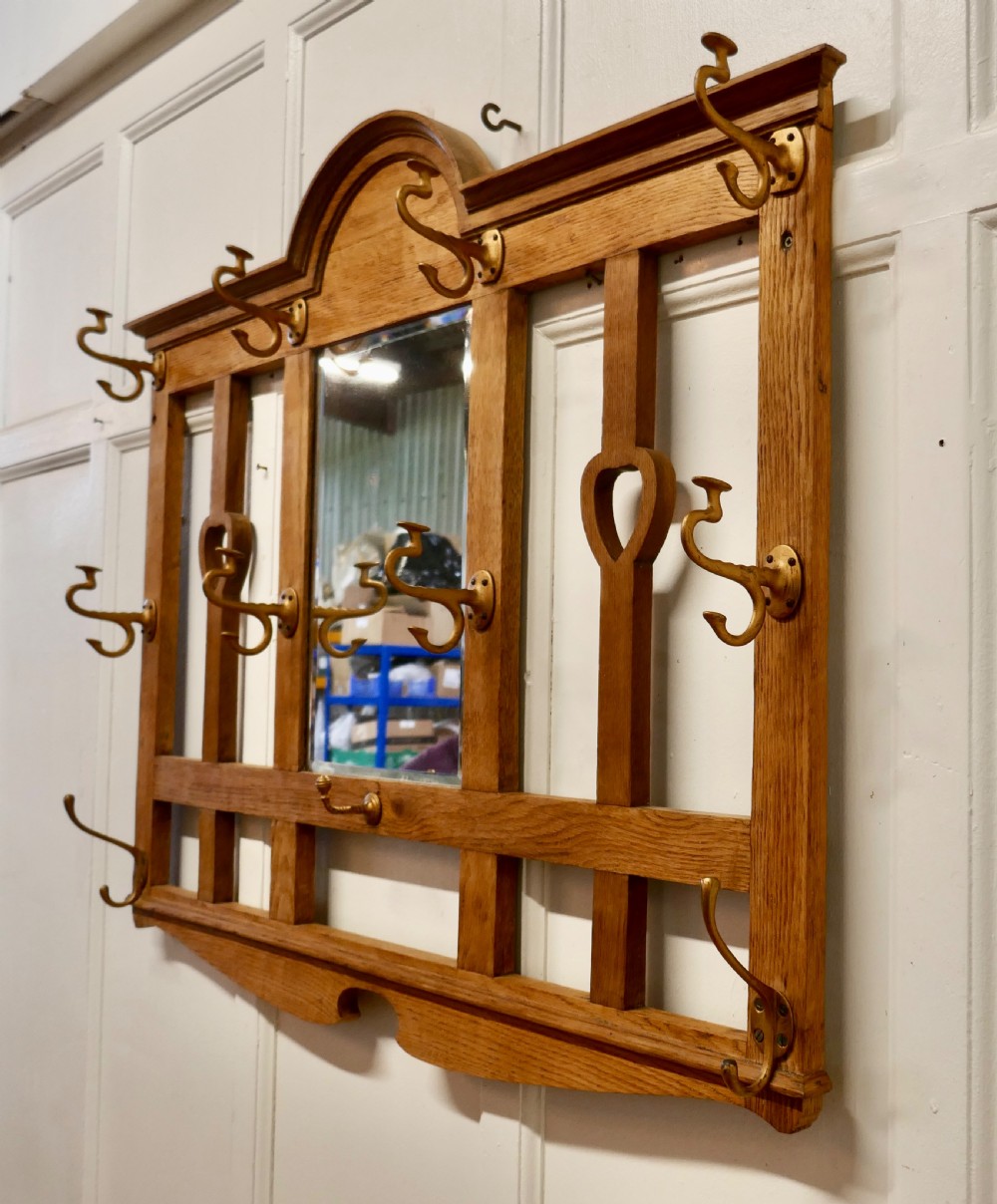 Arts and Crafts Golden Oak Hat and Coat Rack View VI