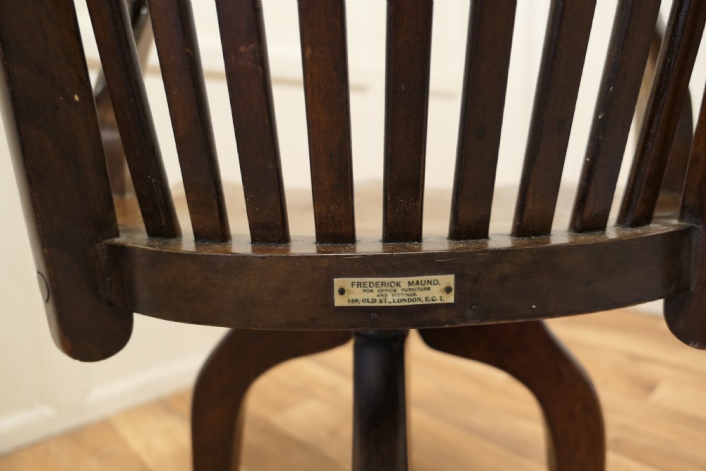 A 19th Century Swivelling Oak Office or Desk Chair  View VI