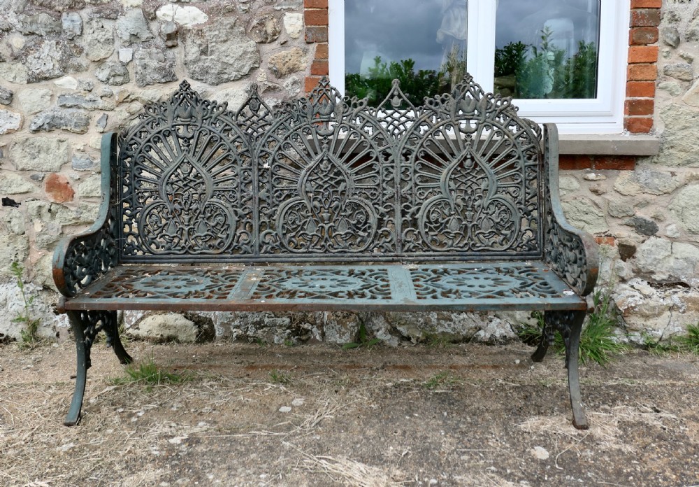 Large 19th Century Cast Iron Garden Bench 3 Seat 