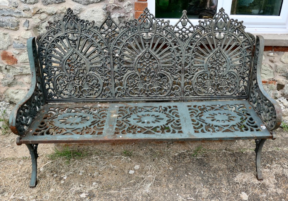 Large 19th Century Cast Iron Garden Bench 3 Seat  View IV