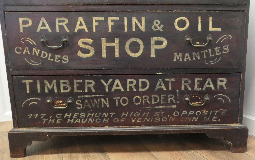Painted Pine Chest of Drawers, Advertising Bishop and Cain Ironmongers View VII