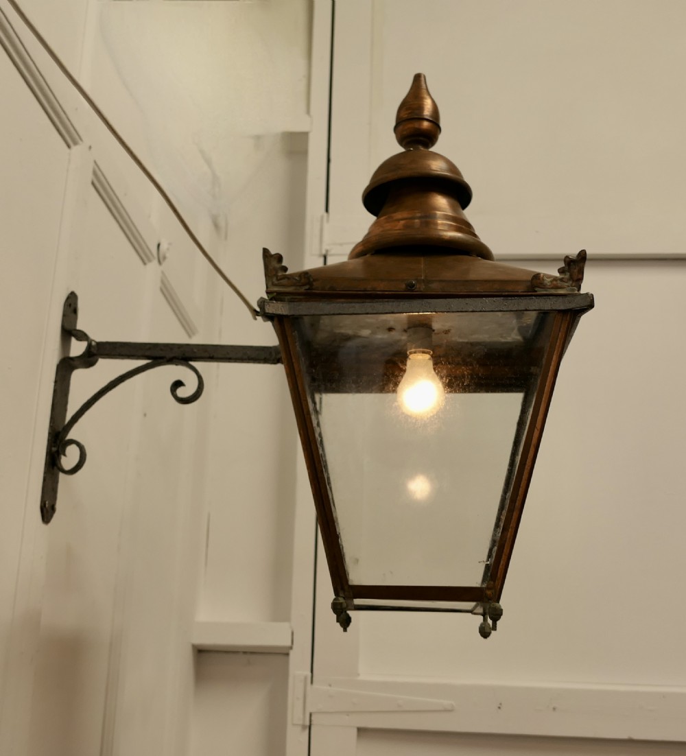 Large Copper Wall Hanging Lantern   View V