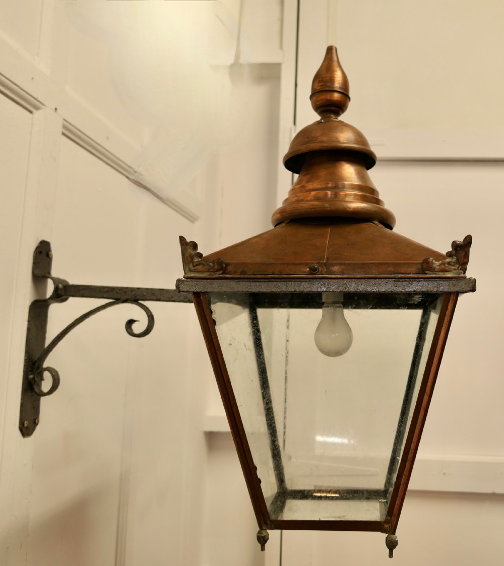 Large Copper Wall Hanging Lantern   View IX