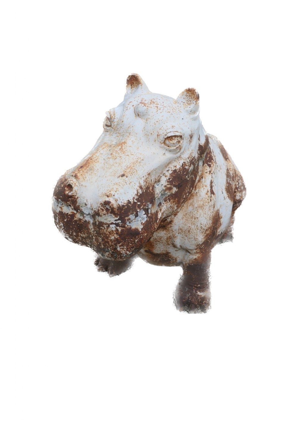 Large Outdoor Weathered Cast Iron Hippopotamus 