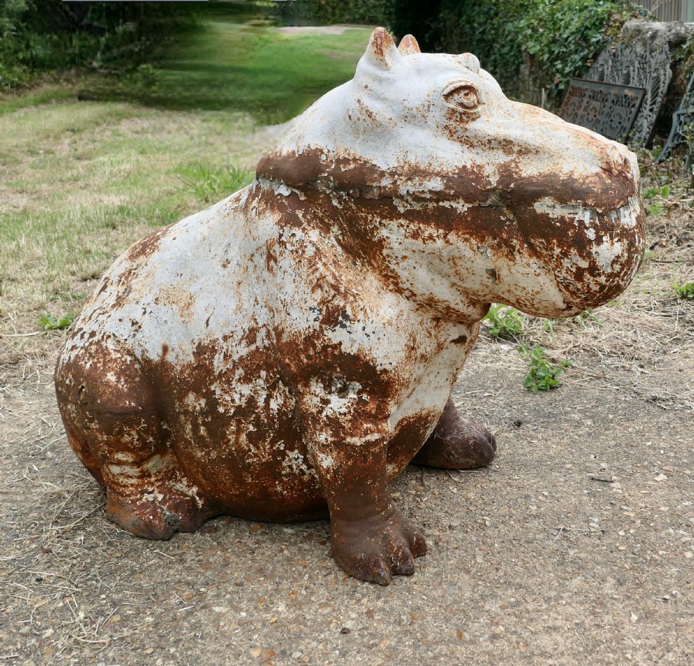Large Outdoor Weathered Cast Iron Hippopotamus  View III
