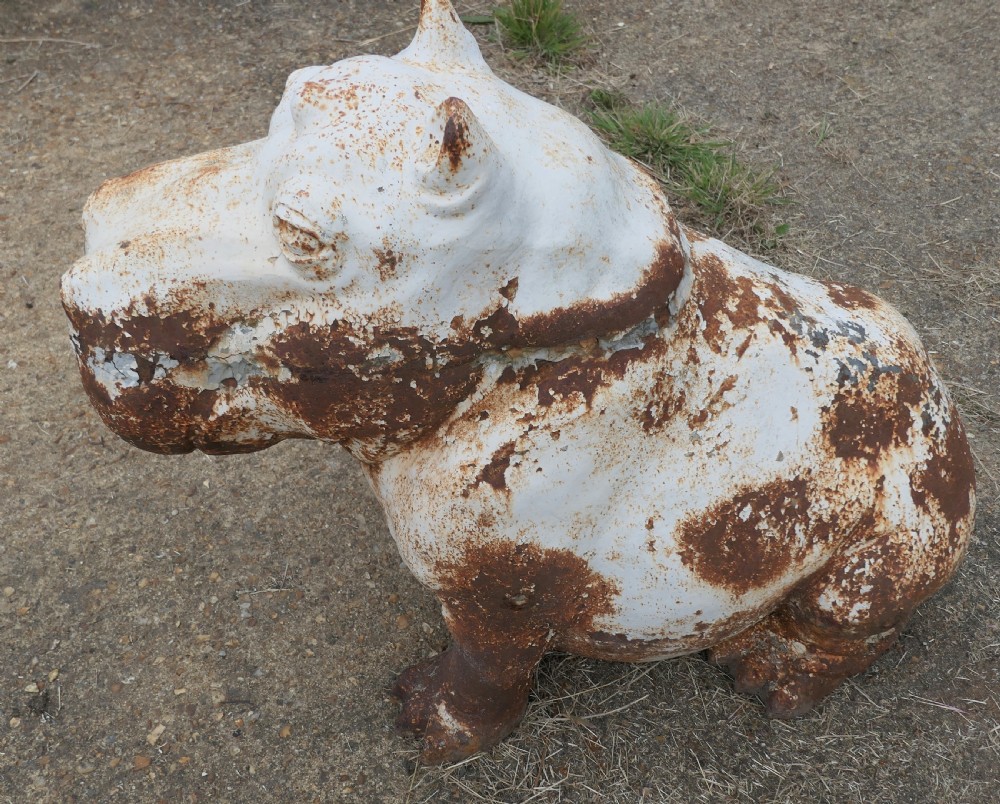 Large Outdoor Weathered Cast Iron Hippopotamus  View VII