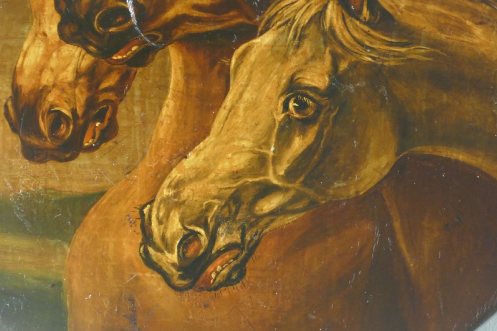 Attributed to Edwin Landseer Rare Oil Painting on Slate ‘Fearful Horses’  View III