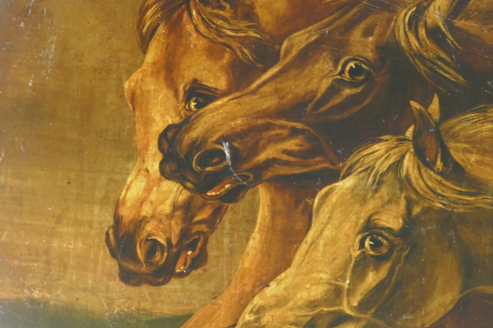 Attributed to Edwin Landseer Rare Oil Painting on Slate ‘Fearful Horses’  View V