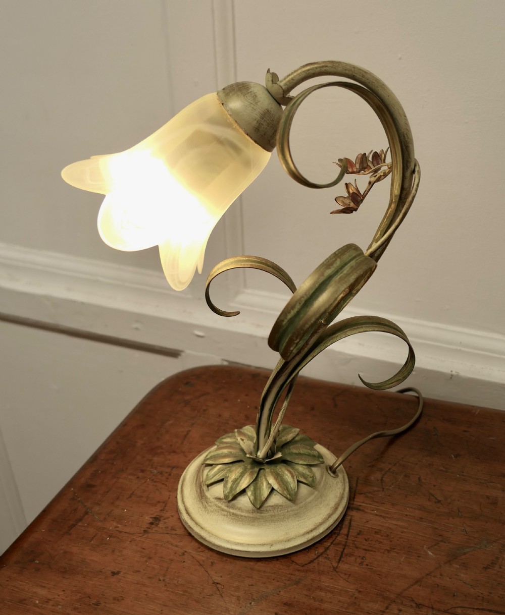 French Painted Toleware Conservatory  Table Lamp View III