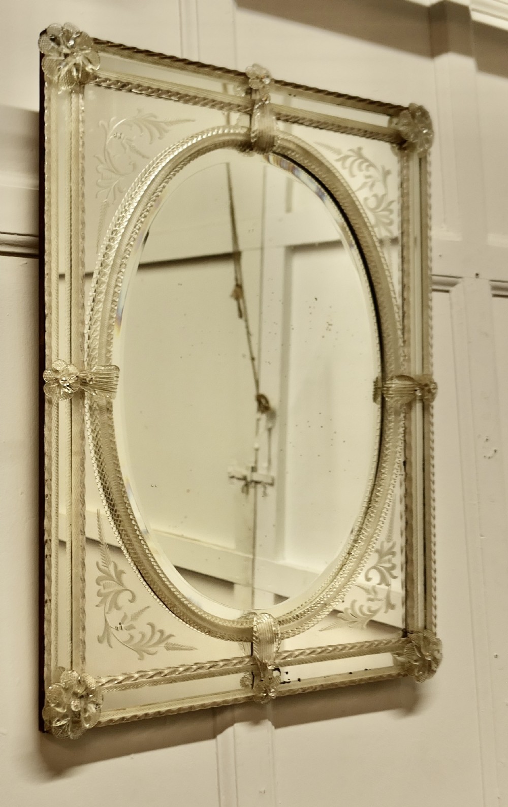 Etched Venetian Mirror in Murano Glass