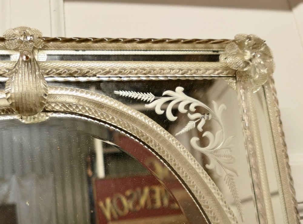 Etched Venetian Mirror in Murano Glass View VI