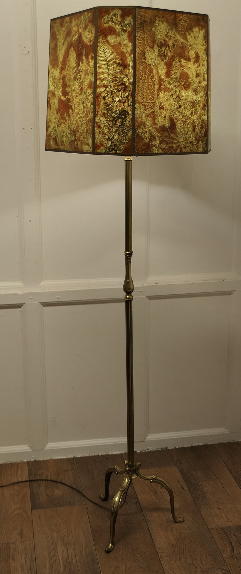 French Art Deco Extending Brass Floor Lamp, Standard Lamp