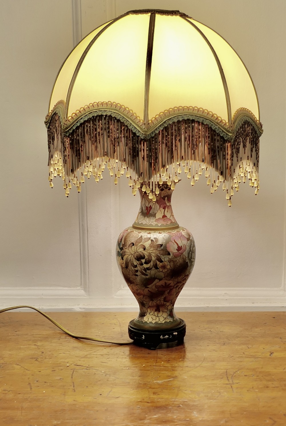  French Cloisonné Baluster Urn Table Lamp