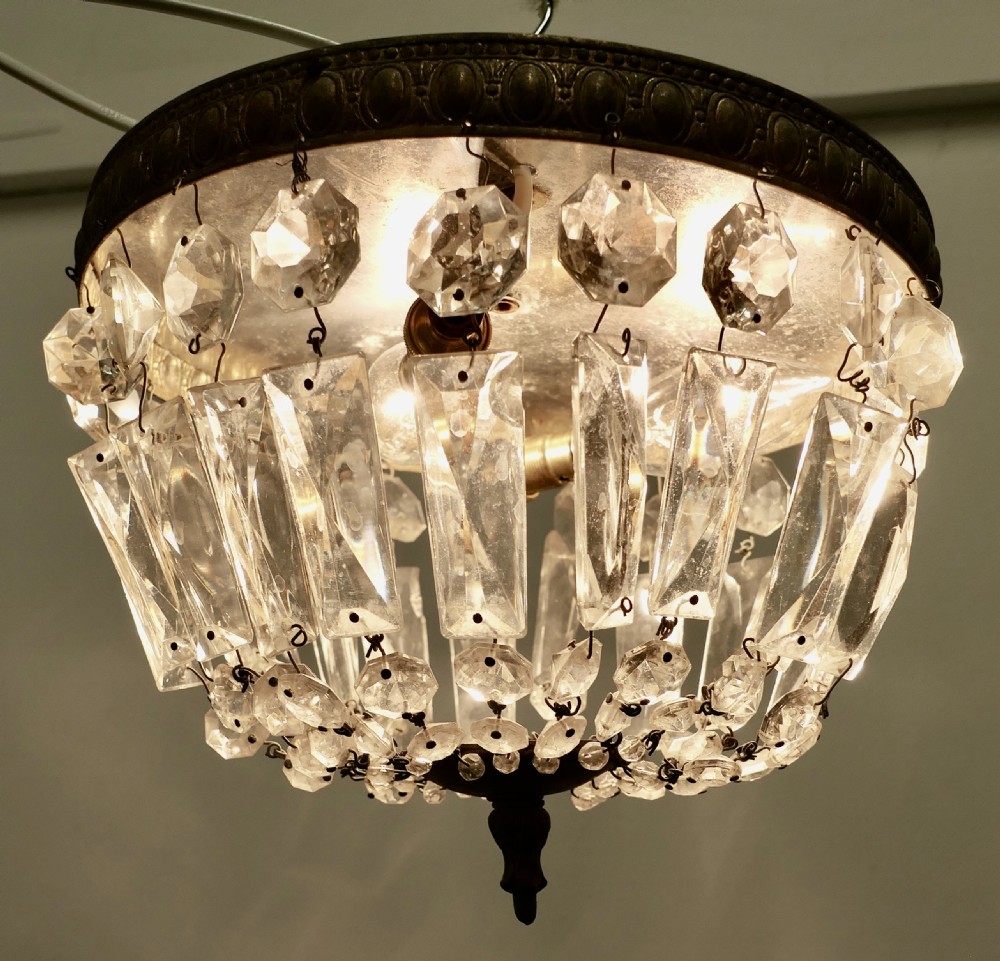Petite French Empire Style Crystal Basket Chandelier View V