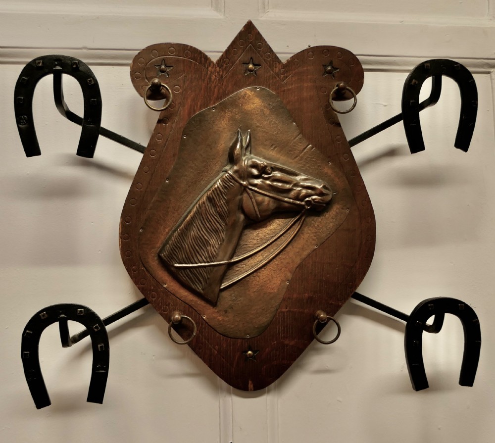 French Wall Hanging Rack for Coats and Tack on a Riding Theme 
