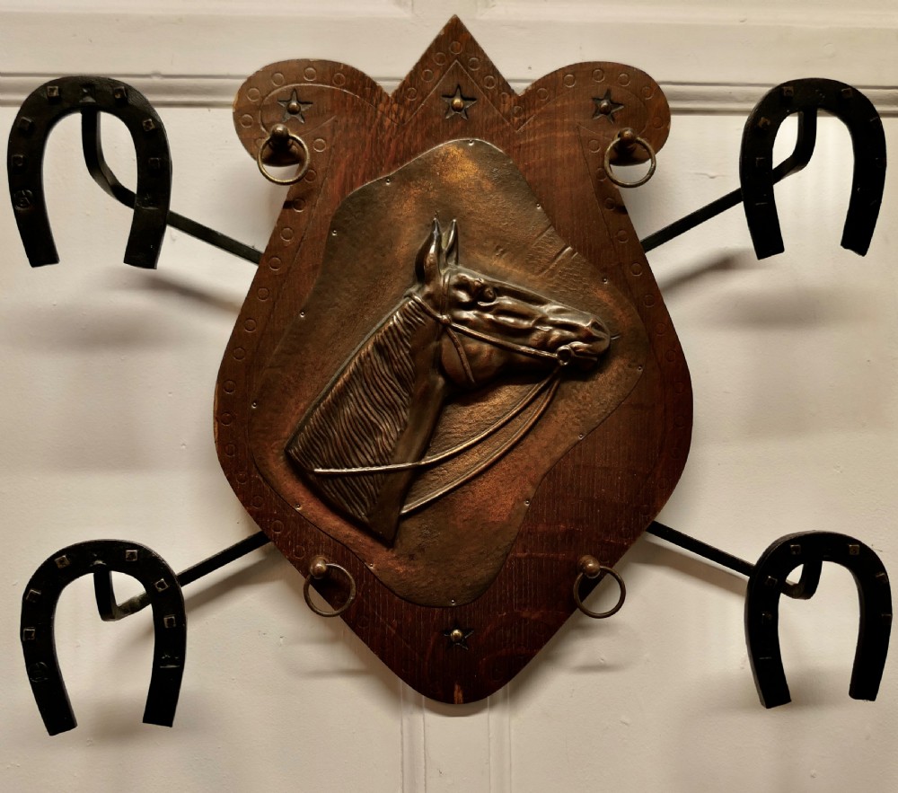 French Wall Hanging Rack for Coats and Tack on a Riding Theme  View III