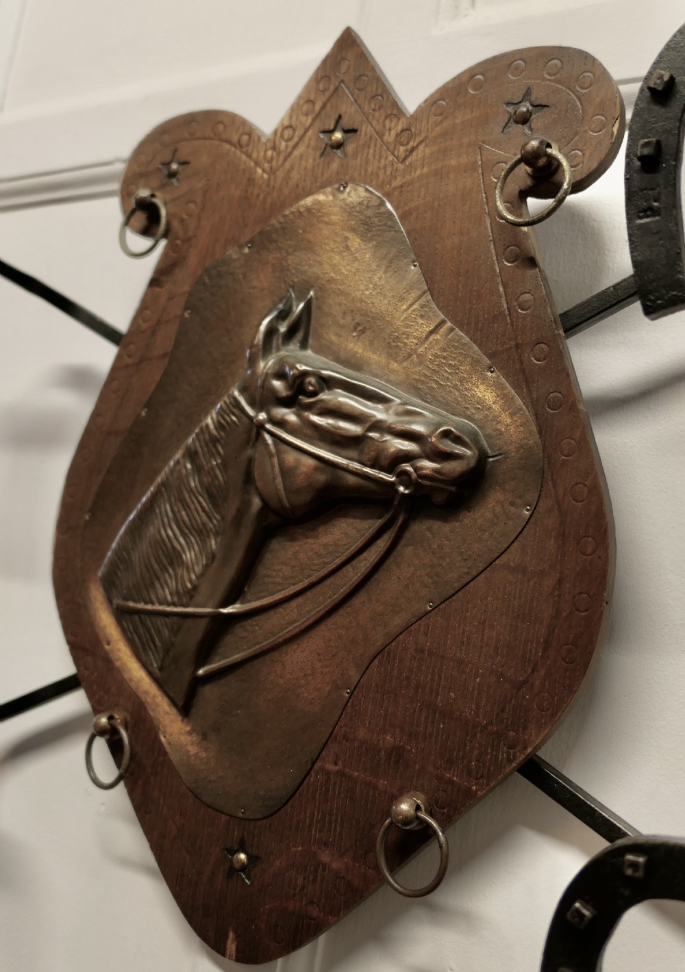 French Wall Hanging Rack for Coats and Tack on a Riding Theme  View V
