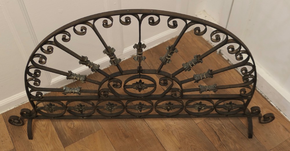 Large Victorian Wrought Iron Fan Shaped Fire Screen View V