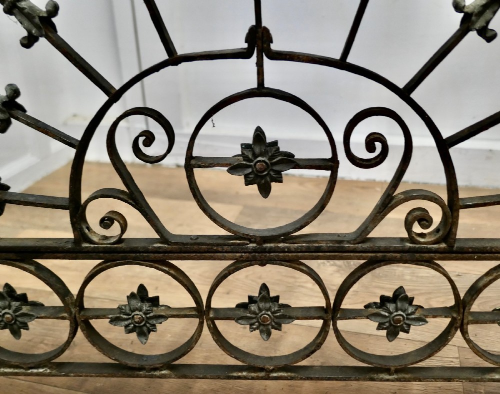 Large Victorian Wrought Iron Fan Shaped Fire Screen View VIII