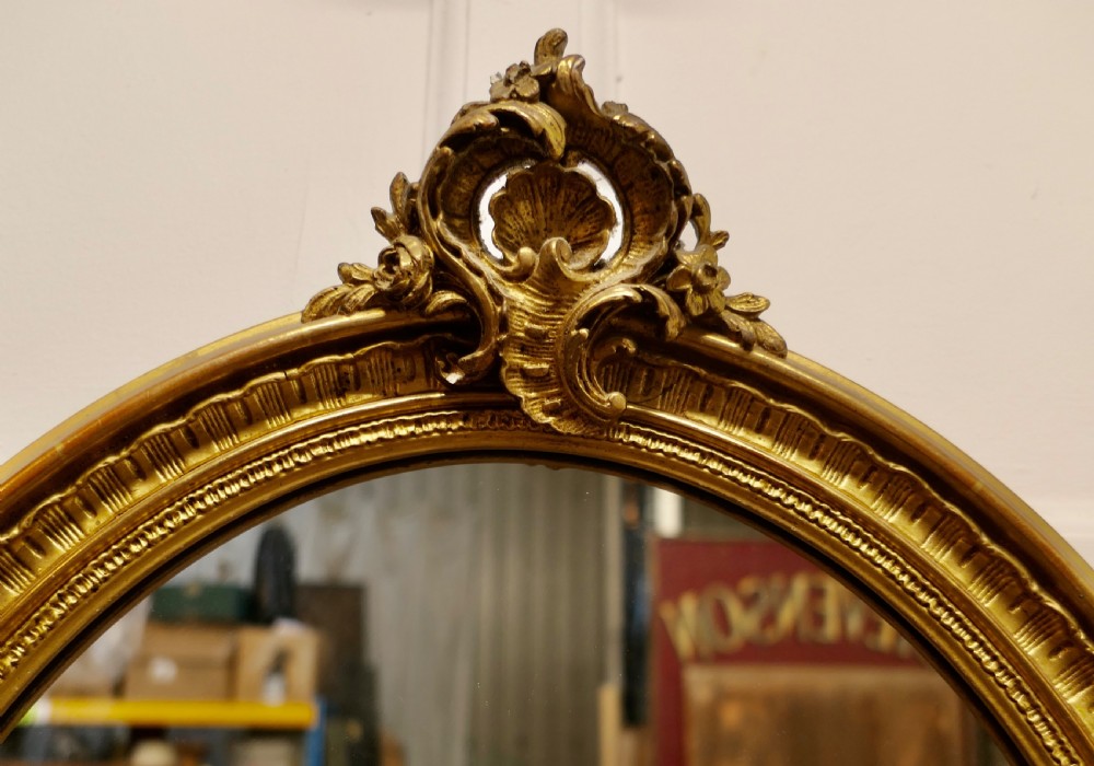 Very Pretty French Rococo Oval Gilt Wall Mirror View III
