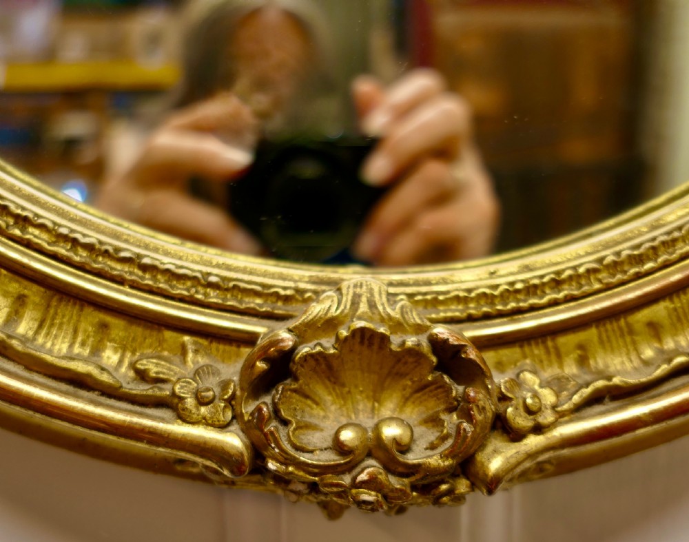 Very Pretty French Rococo Oval Gilt Wall Mirror View IV