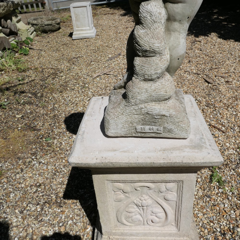 An Old Weathered Nude Boy Garden Statue  View V