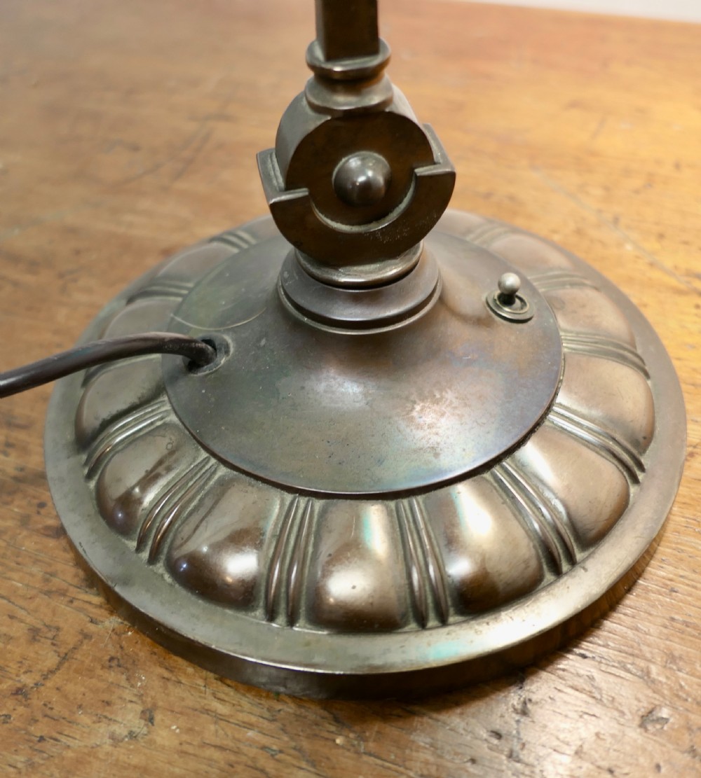 Early 20th Century Copper and Green Glass Barrister’s Desk Lamp View VII