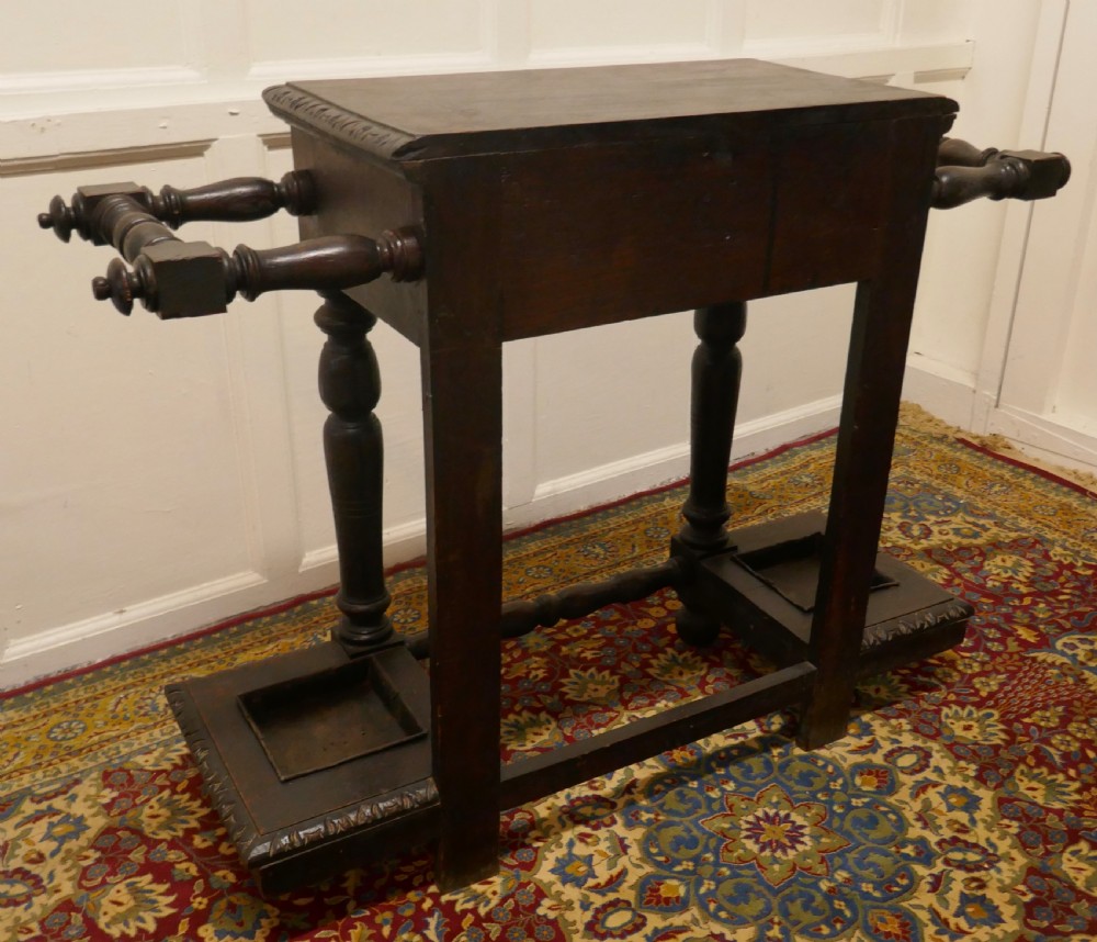 Victorian Carved Gothic Oak Hall Table, Stick Stand  View IX