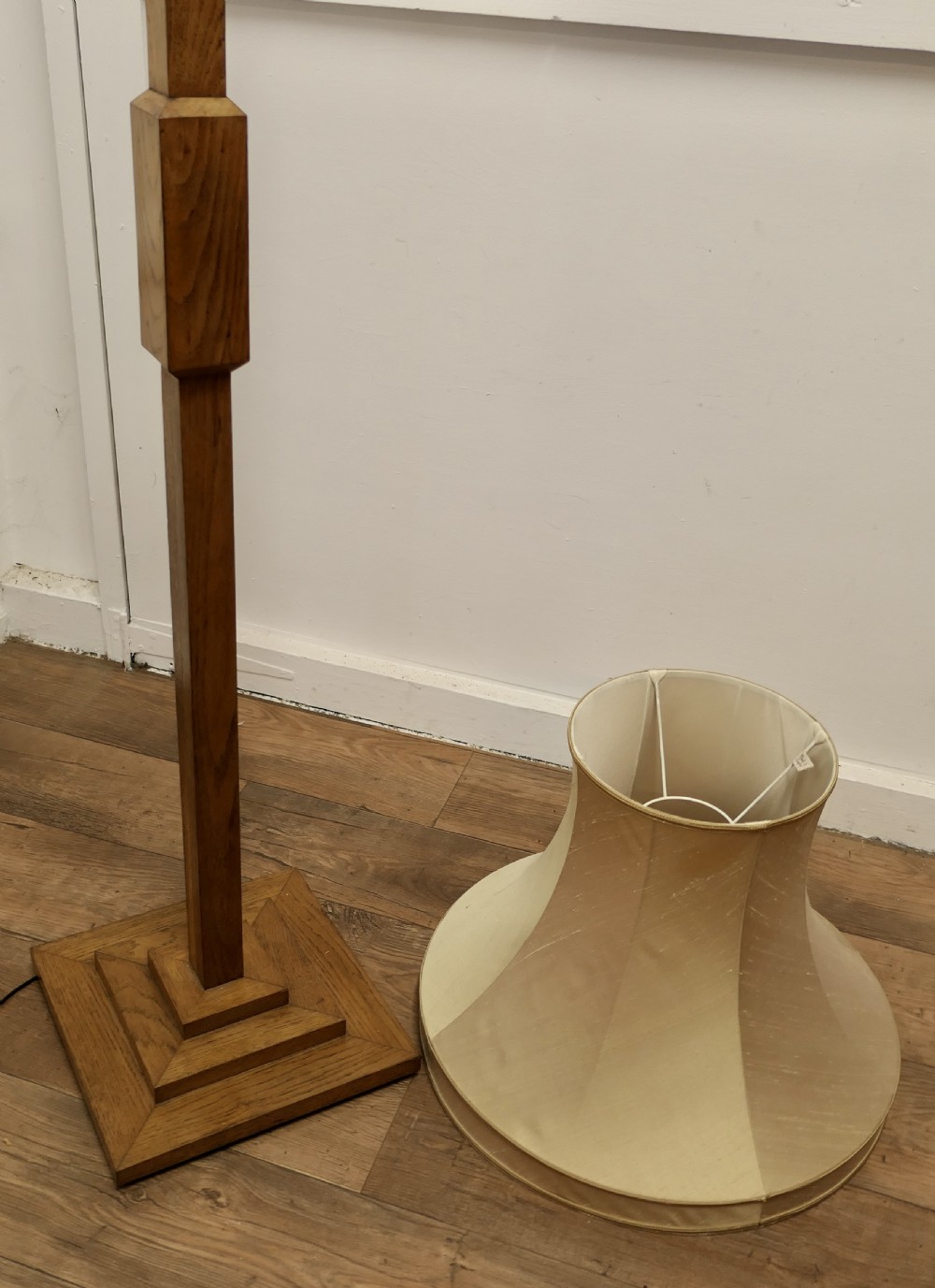 Art Deco Odeon Style Golden Oak Standard or Floor Lamp  View VI