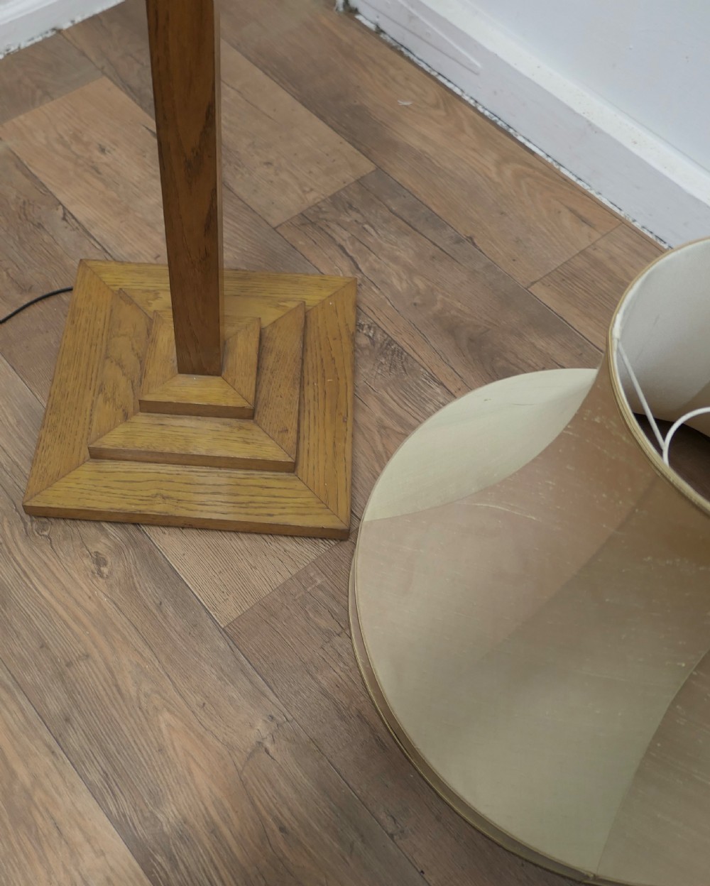 Art Deco Odeon Style Golden Oak Standard or Floor Lamp  View VIII