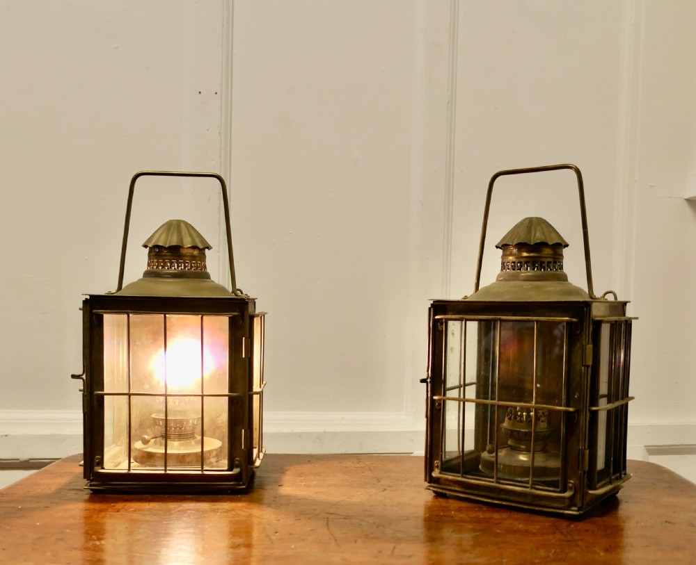 A Superb Pair of Brass Large Wall Lanterns, Carriage Lamps