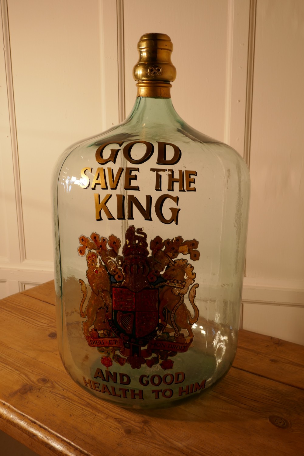 Very Rare Huge Glass Brandy/Rum Navy Grog Jar, God Save the King View II
