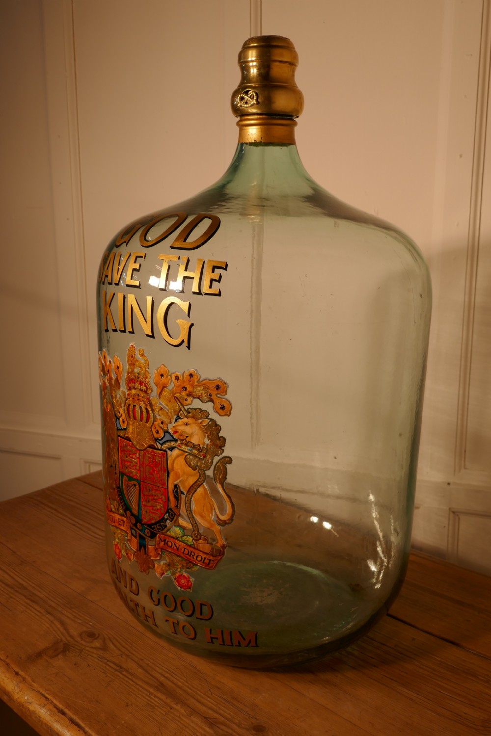 Very Rare Huge Glass Brandy/Rum Navy Grog Jar, God Save the King View V