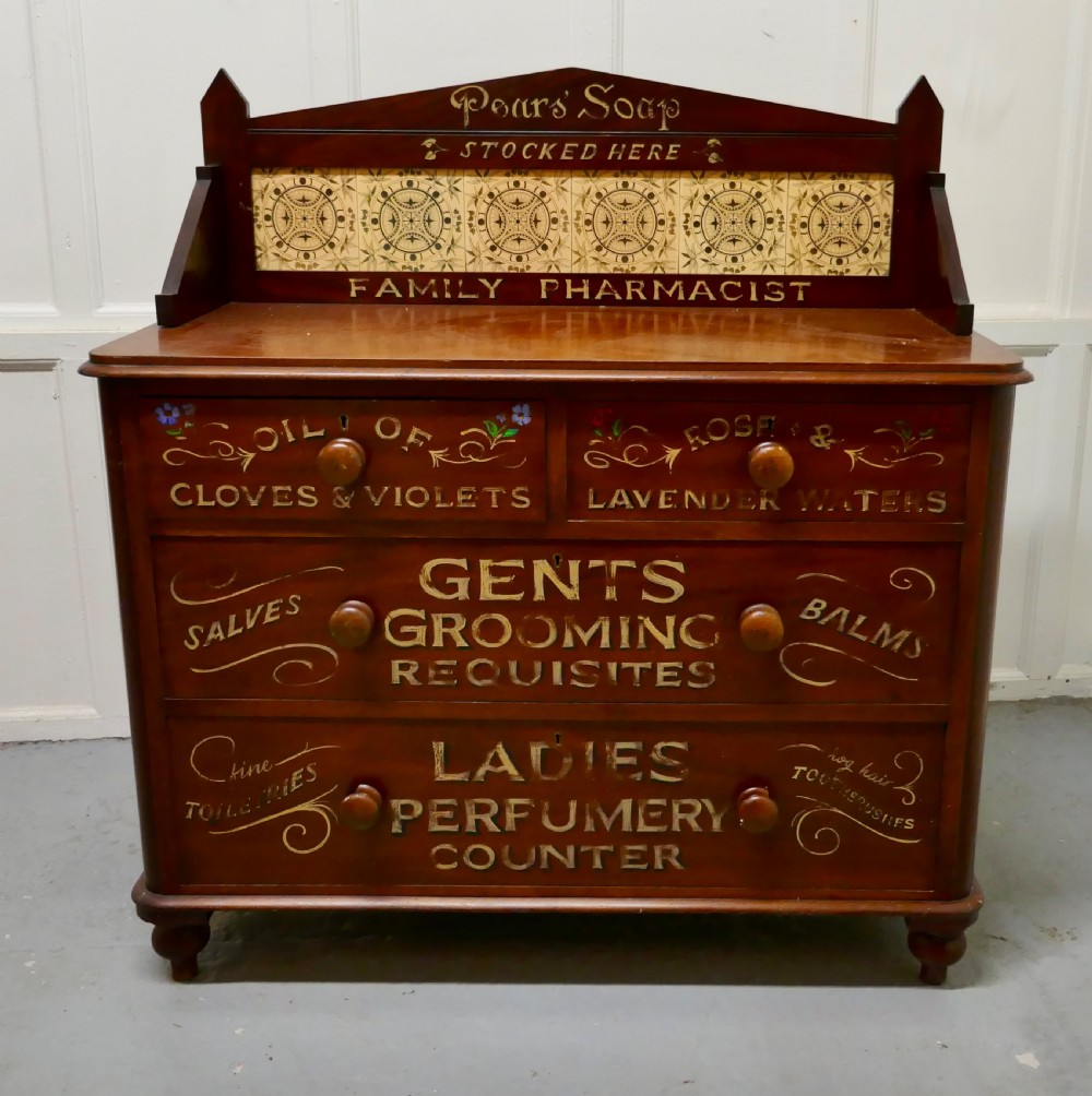 Victorian Sign Painted Chemist’s Chest of Drawers
