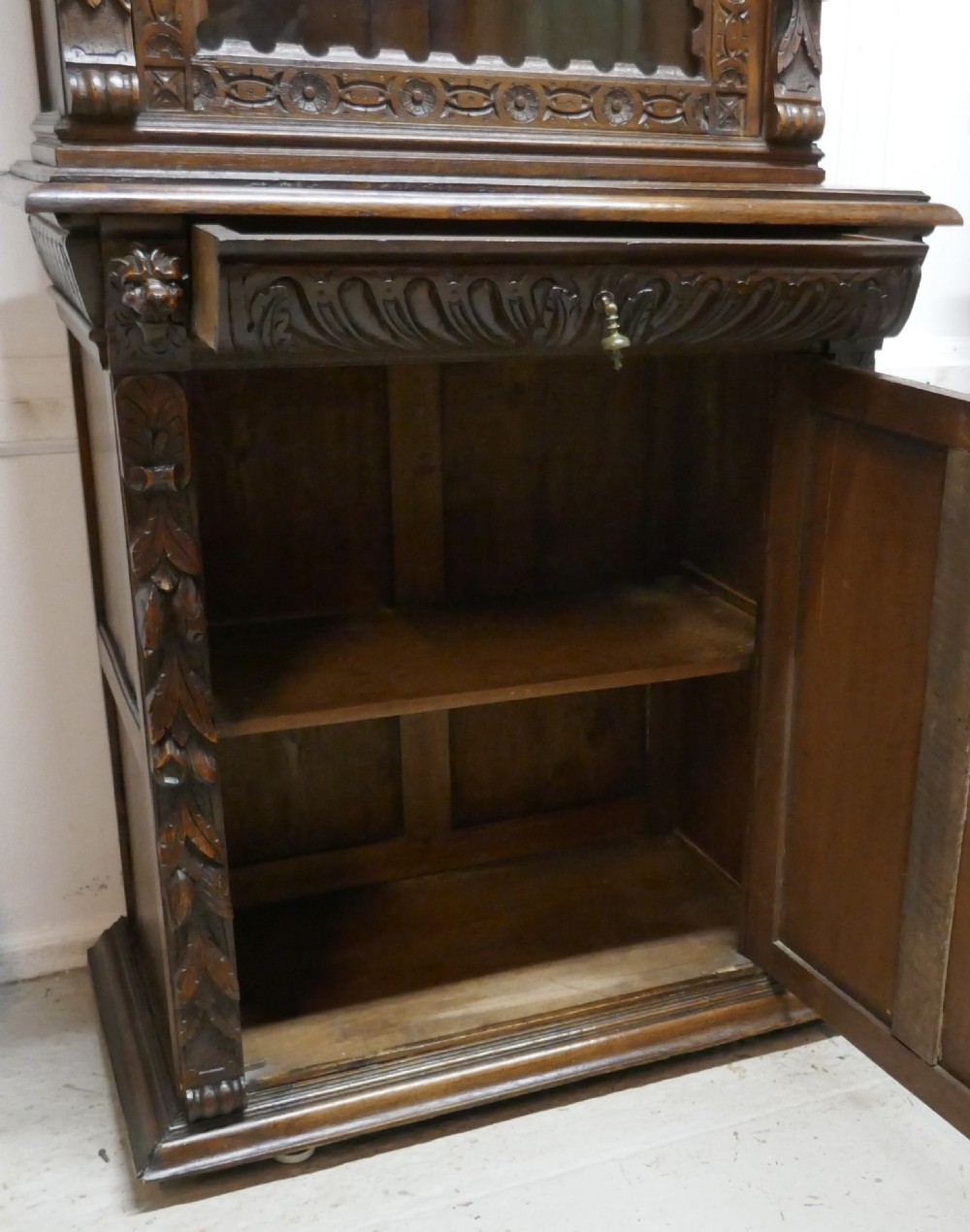 A Pair of French Carved Gothic Oak Bookcases View VII
