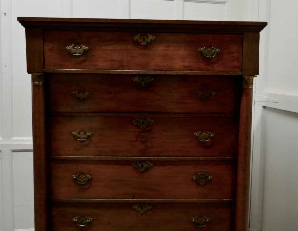 19th Century Tall 6 Drawer Oak Chest of Drawers  View II